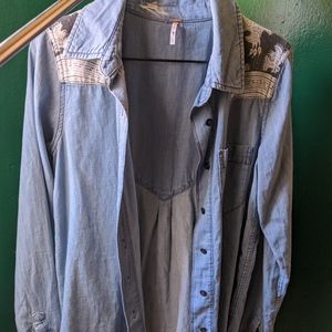 Free People Meet Me in Marfa Soft Denim Button up